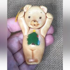Adoughables By Carol Teddy Bear Salt Dough Christmas Ornament Kitsch Playful